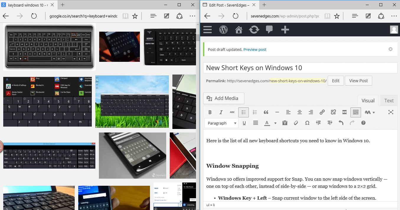 New Shortcut Keys on Windows 10