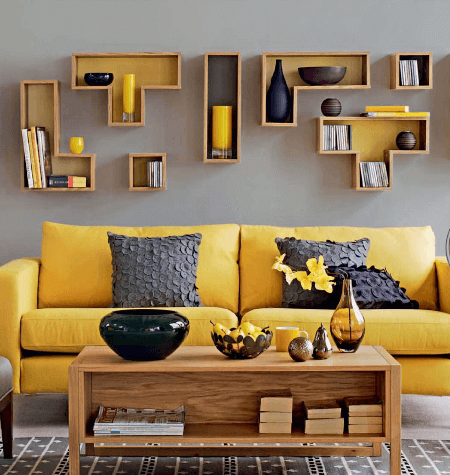 Yellow and Grey Living Room