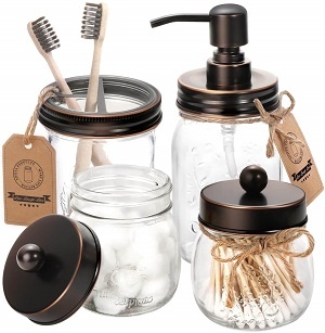 Mason Jar Bathroom Accessories Set