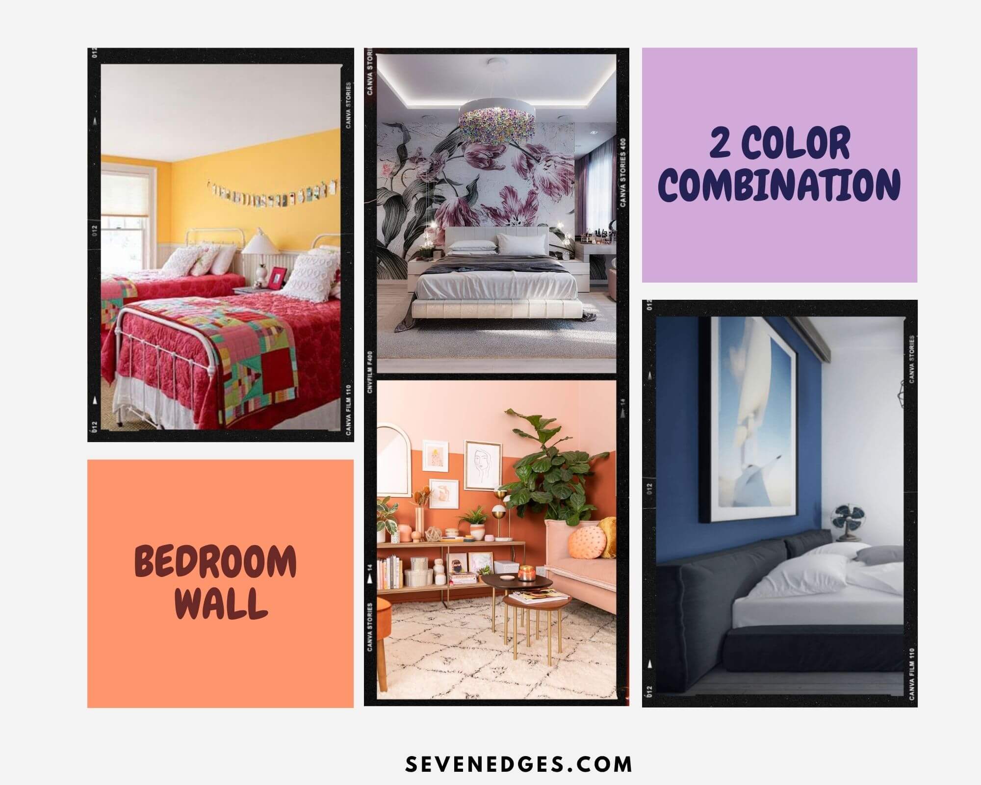 Two Colour Combination for Bedroom Wall